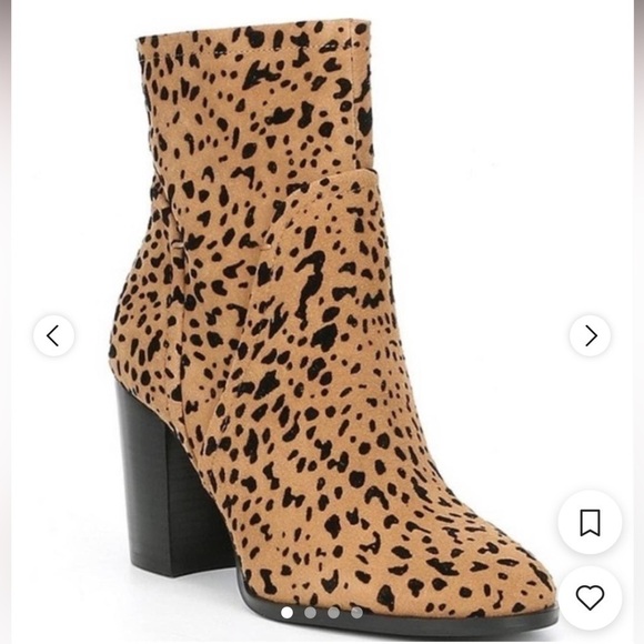 GIBSON LATIMER Lessonii Cow Leather Leopard Print Bootie 8 - Picture 1 of 11